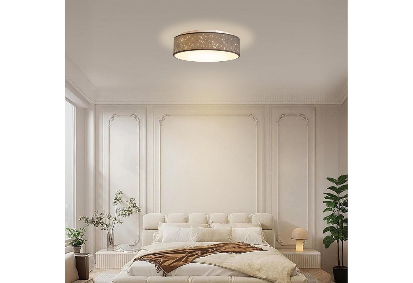 Zedelmaier Lampenschirm Deckenleuchte Deckenlampe Stoff mit Sterne Kinderzimmerlampe, ohne Leuchtmittel, für Kinderzimmer Schlafzimmer Wohnzimmer Flur – Bild 3 von 5