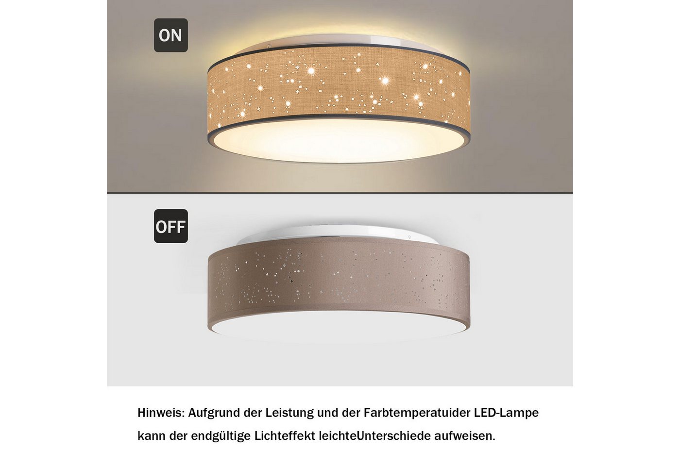 Zedelmaier Lampenschirm Deckenleuchte Deckenlampe Stoff mit Sterne Kinderzimmerlampe, ohne Leuchtmittel, für Kinderzimmer Schlafzimmer Wohnzimmer Flur – Bild 2 von 5