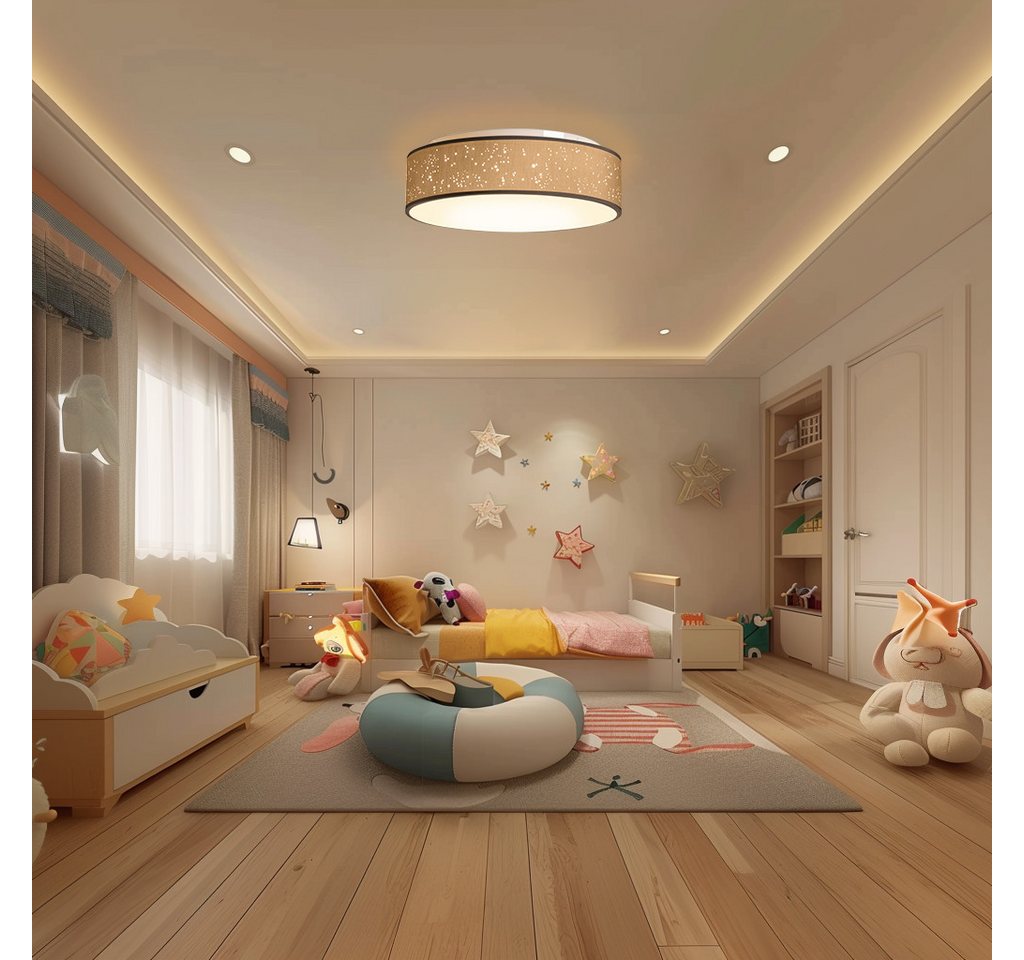 Zedelmaier Lampenschirm Deckenleuchte Deckenlampe Stoff mit Sterne Kinderzimmerlampe, ohne Leuchtmittel, für Kinderzimmer Schlafzimmer Wohnzimmer Flur – Bild 3 von 5