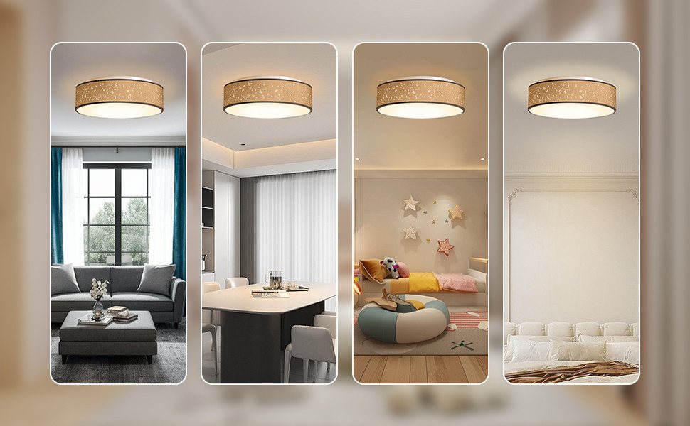 Zedelmaier Lampenschirm Deckenleuchte Deckenlampe Stoff mit Sterne Kinderzimmerlampe, ohne Leuchtmittel, für Kinderzimmer Schlafzimmer Wohnzimmer Flur – Bild 5 von 5