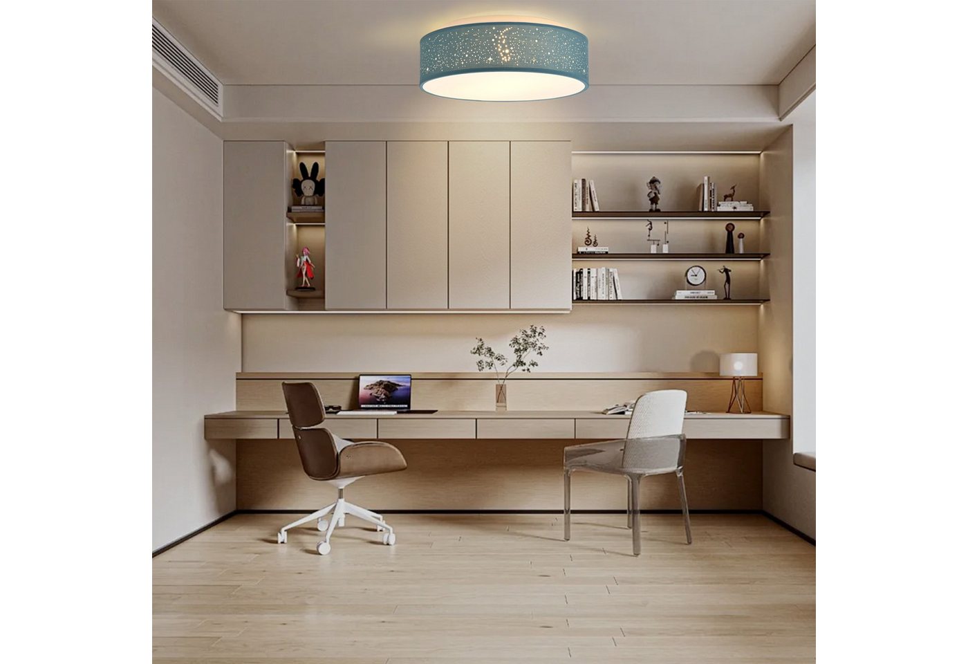 Zedelmaier Lampenschirm Deckenleuchte Deckenlampe Stoff mit Sterne Kinderzimmerlampe, ohne Leuchtmittel, für Kinderzimmer Schlafzimmer Wohnzimmer Flur – Bild 3 von 5