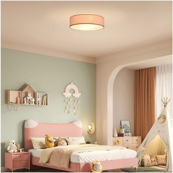 Zedelmaier Lampenschirm Deckenleuchte Deckenlampe Stoff mit Sterne Kinderzimmerlampe, ohne Leuchtmittel, für Kinderzimmer Schlafzimmer Wohnzimmer Flur