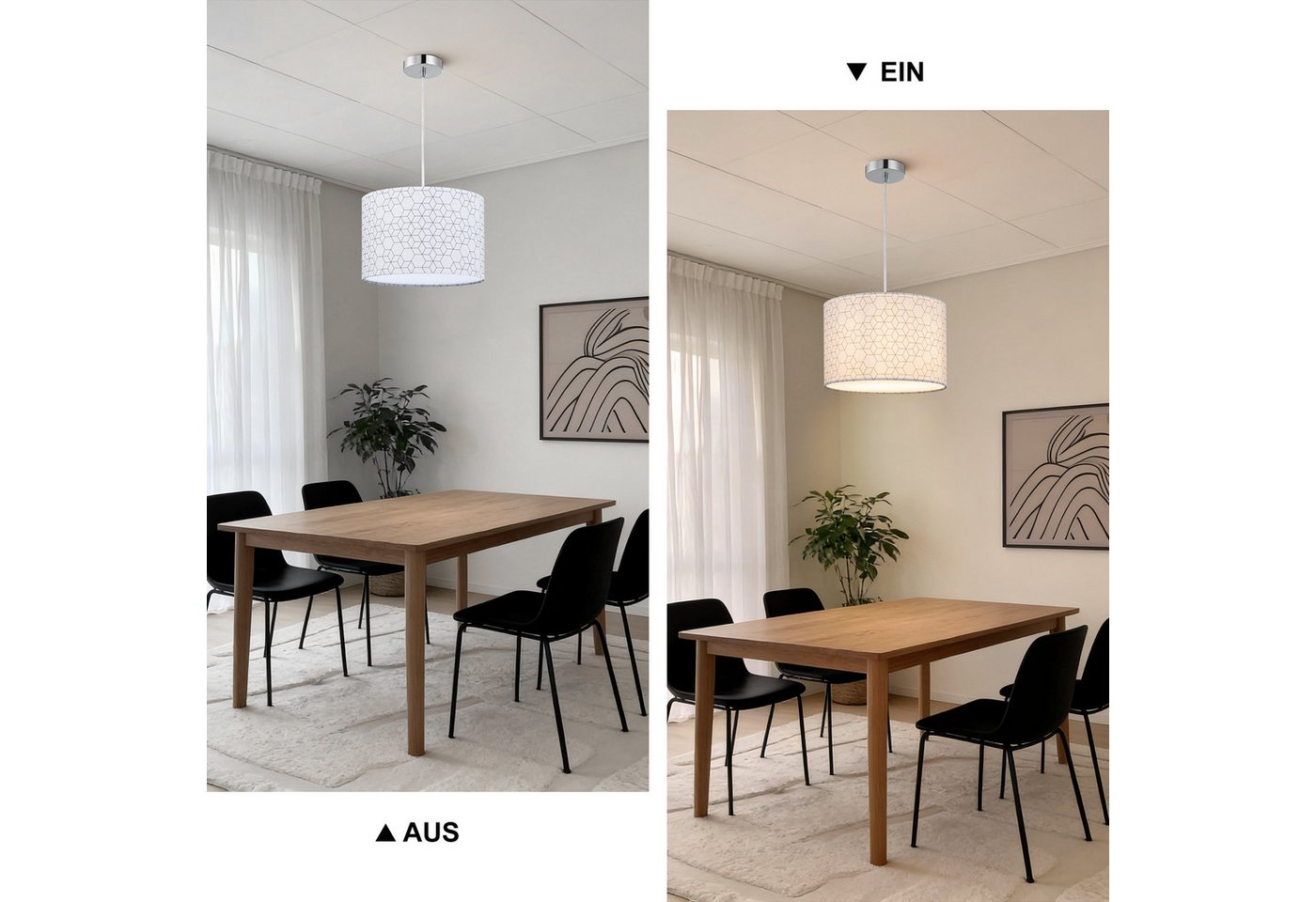 Zedelmaier Pendelleuchte Hängelampe hängend Deckenlampe E27x1/Max.40 W, ohne Leuchtmittel, Geeignet für Esszimmer Wohnzimmer Schlafzimmer Flur – Bild 4 von 5