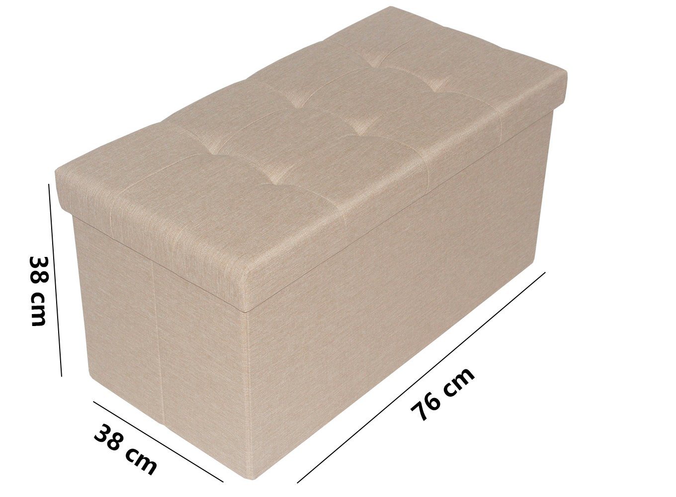 Zedelmaier Sitzbank Sitzbank mit Stauraum, Sitzhocker, Spielzeugtruhe, Fußhocker (ZD76Lenien), Aus MDF-Platte und Lenien. Faltbar, bis 300 kg,Truhenbank – Bild 5 von 5
