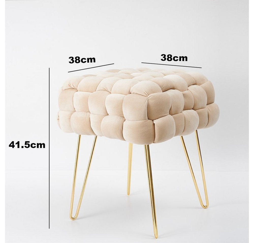 Zedelmaier Sitzhocker Ottoman Sitzbank Schminktisch Hocker Fußhocker Polsterhocker (ZDV42-CM), Größe: L38*B38*H41,5cm Goldene Beine – Bild 2 von 5