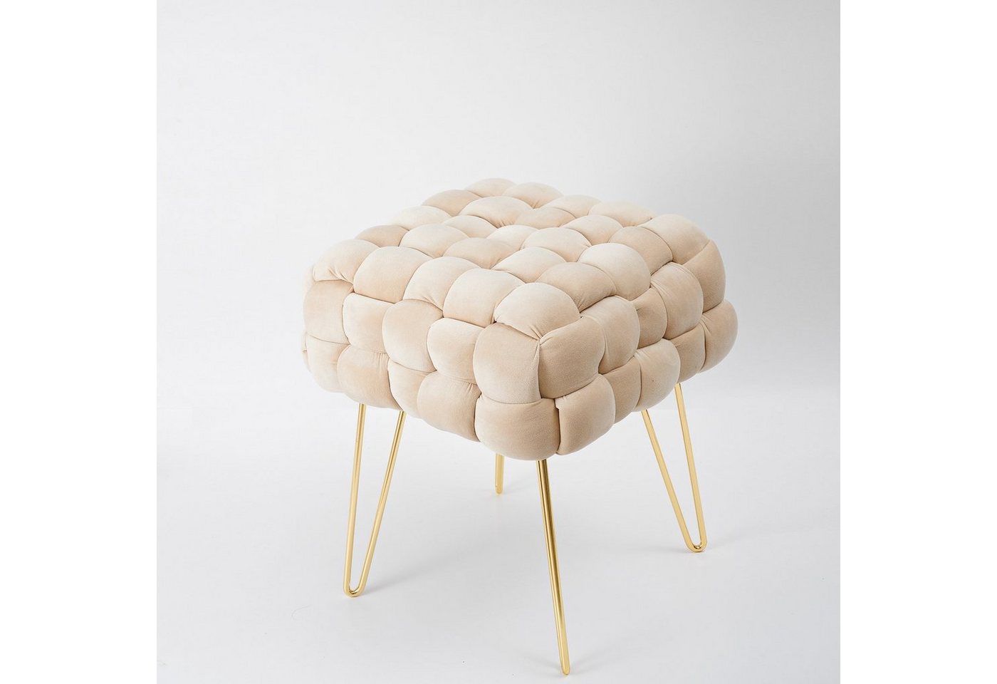 Zedelmaier Sitzhocker Ottoman Sitzbank Schminktisch Hocker Fußhocker Polsterhocker (ZDV42-CM), Größe: L38*B38*H41,5cm Goldene Beine – Bild 3 von 5