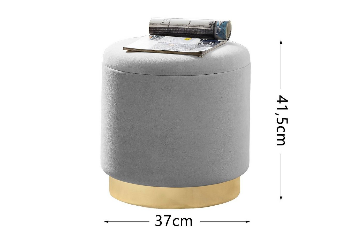 Zedelmaier Sitzhocker rund Hocker Zylindrischer Samthocker Fußbank (Set), mit stauraum – Bild 4 von 4