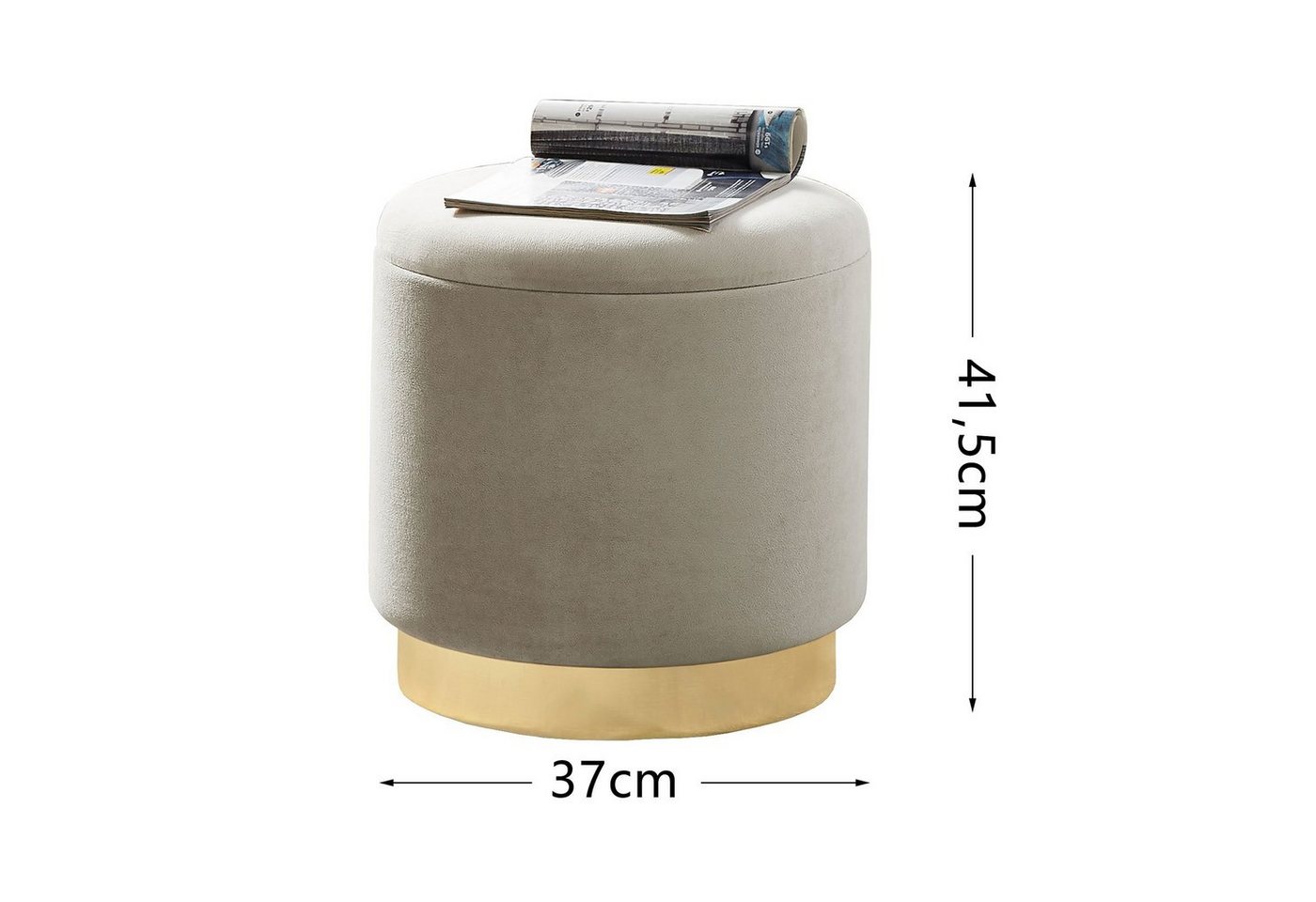 Zedelmaier Sitzhocker rund Hocker Zylindrischer Samthocker Fußbank (Set), mit stauraum – Bild 5 von 5
