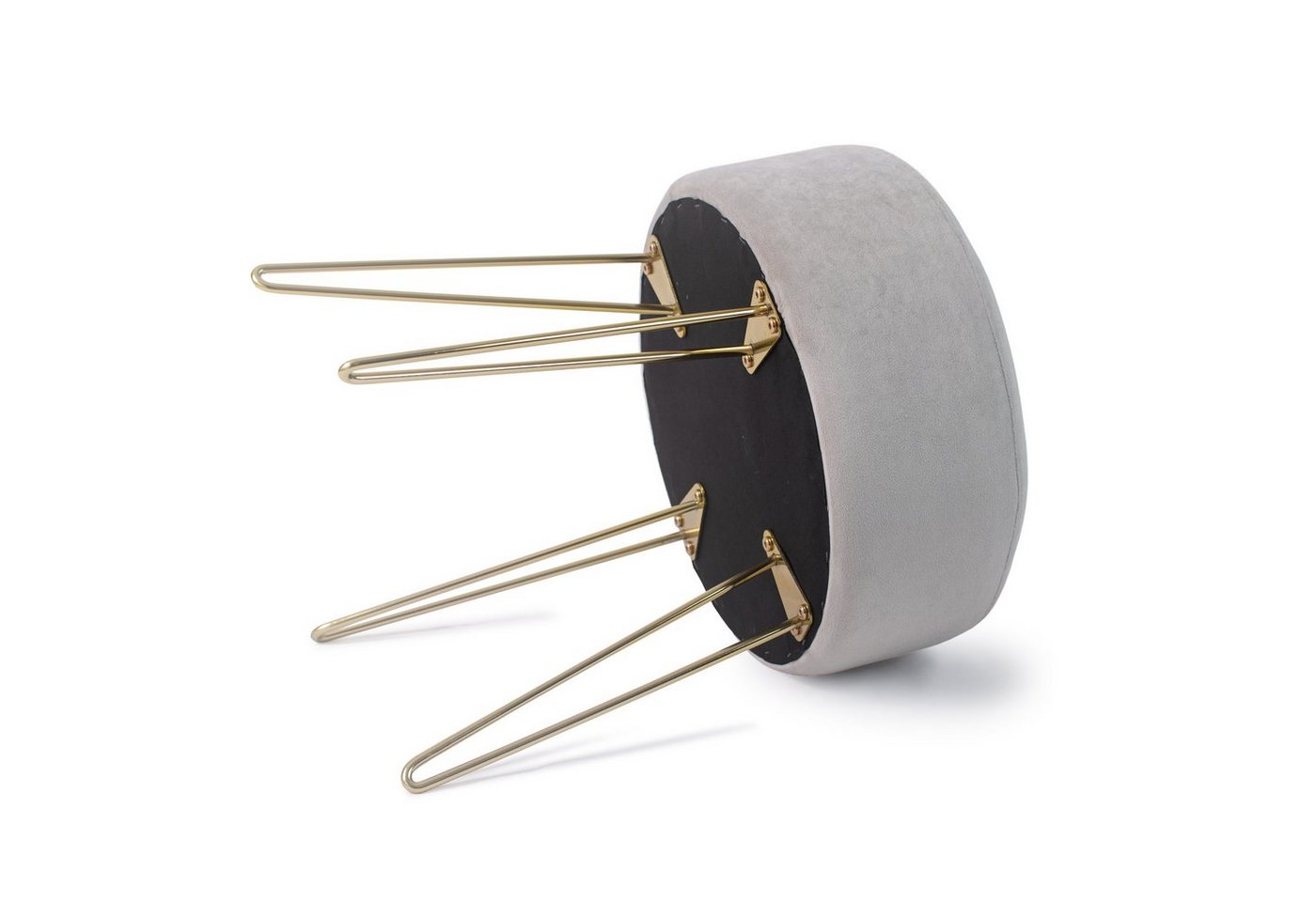 Zedelmaier Sitzhocker Runder Sitzhocker Samt Schminktisch Fußhocker Ottoman Metallbeinen (Set) – Bild 3 von 5
