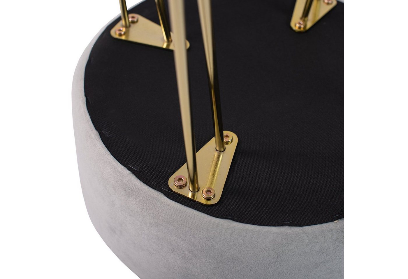 Zedelmaier Sitzhocker Runder Sitzhocker Samt Schminktisch Fußhocker Ottoman Metallbeinen (Set) – Bild 4 von 5