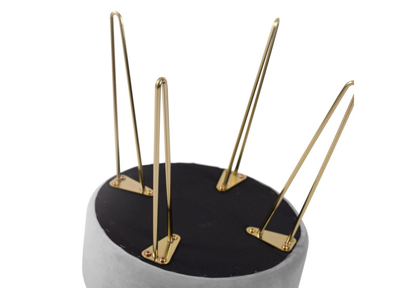 Zedelmaier Sitzhocker Runder Sitzhocker Samt Schminktisch Fußhocker Ottoman Metallbeinen (Set) – Bild 5 von 5