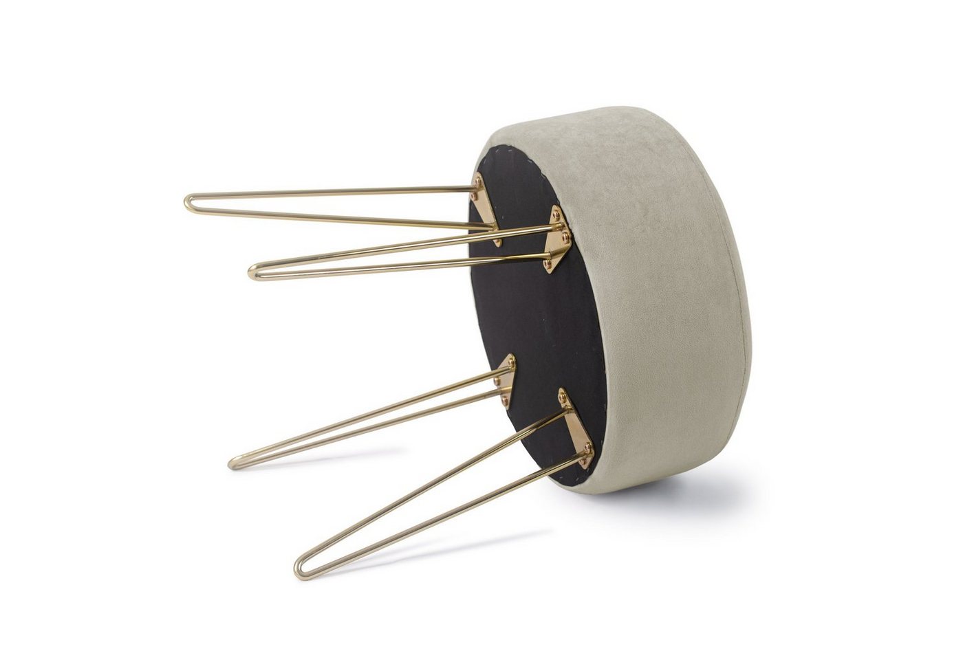 Zedelmaier Sitzhocker Runder Sitzhocker Samt Schminktisch Fußhocker Ottoman Metallbeinen (Set) – Bild 3 von 5