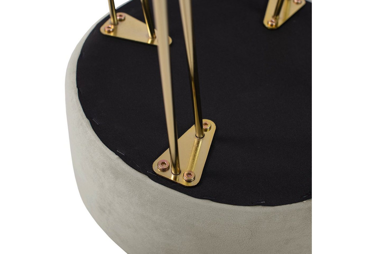 Zedelmaier Sitzhocker Runder Sitzhocker Samt Schminktisch Fußhocker Ottoman Metallbeinen (Set) – Bild 4 von 5