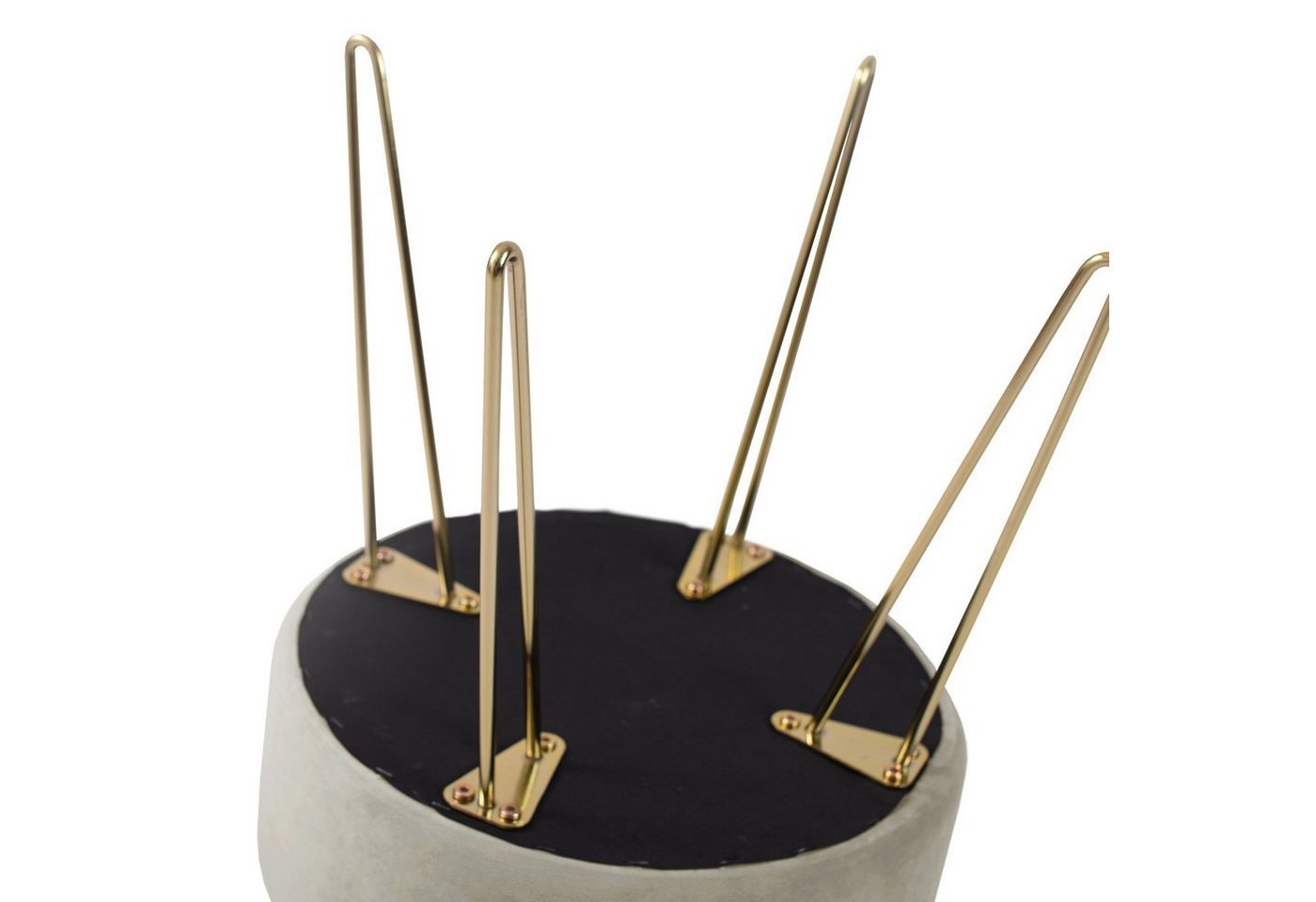 Zedelmaier Sitzhocker Runder Sitzhocker Samt Schminktisch Fußhocker Ottoman Metallbeinen (Set) – Bild 5 von 5