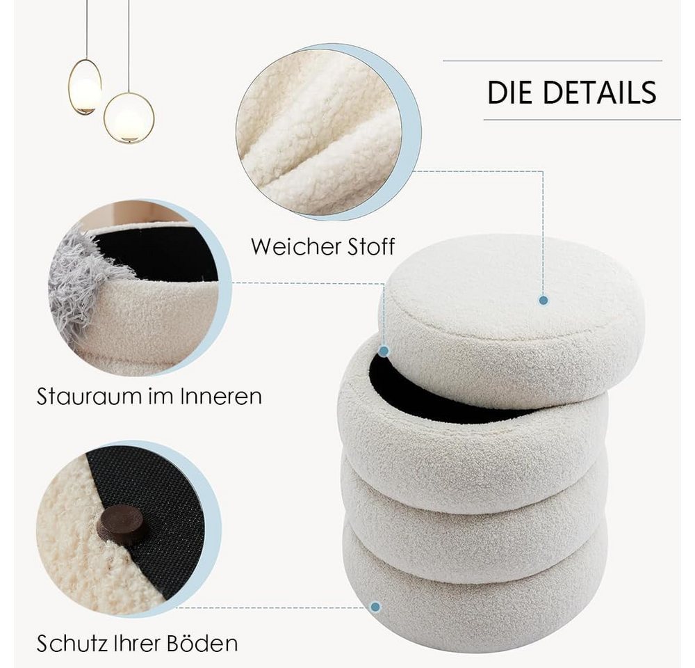 Zedelmaier Sitzhocker Stilvolle Sitzhocker, Polsterhocker, Fußhocker, Schminktisch Hocker – Bild 4 von 5