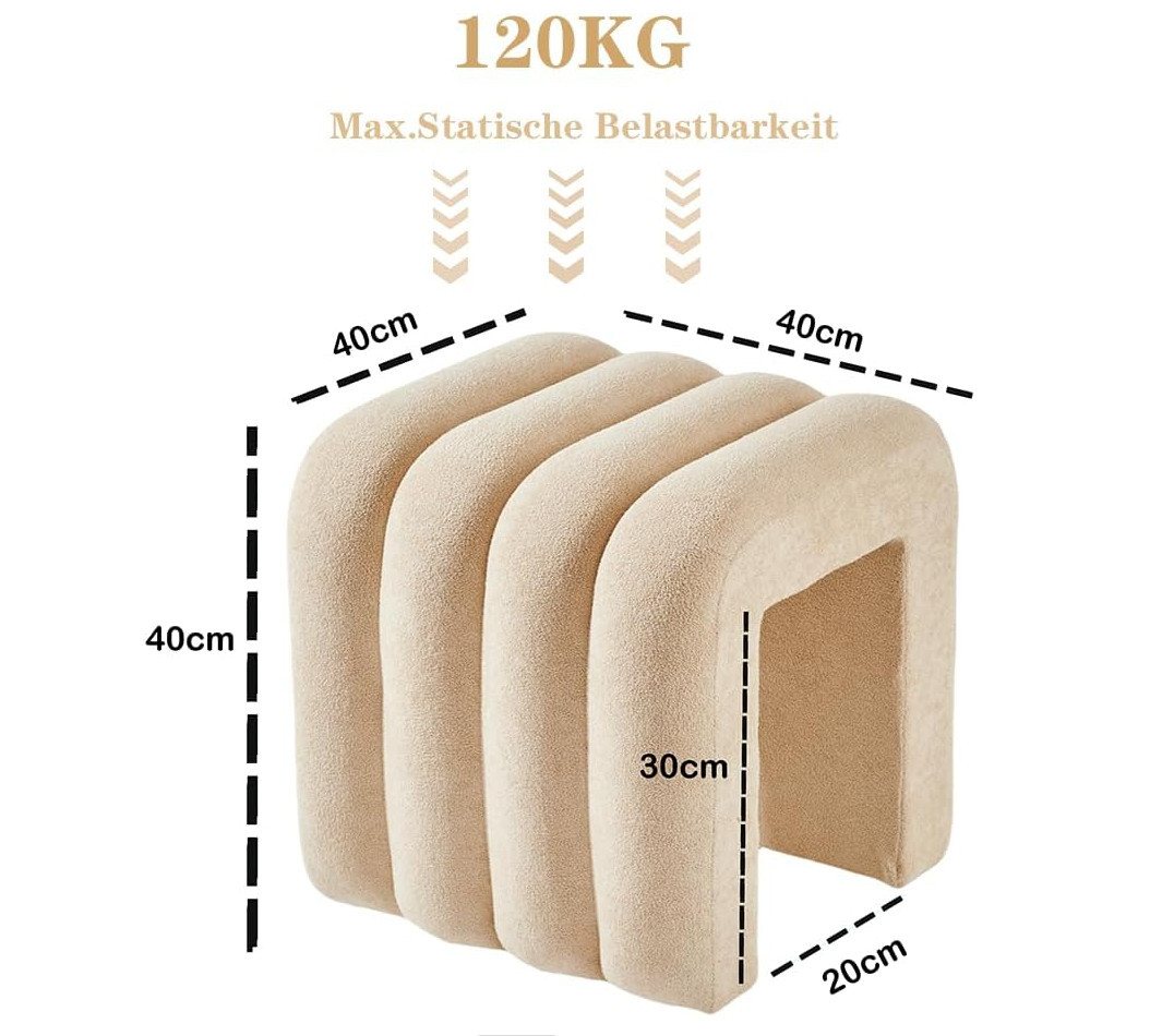 Zedelmaier Sitzhocker Stilvolle Sitzhocker, Polsterhocker, Fußhocker, Schminktisch Hocker – Bild 3 von 5