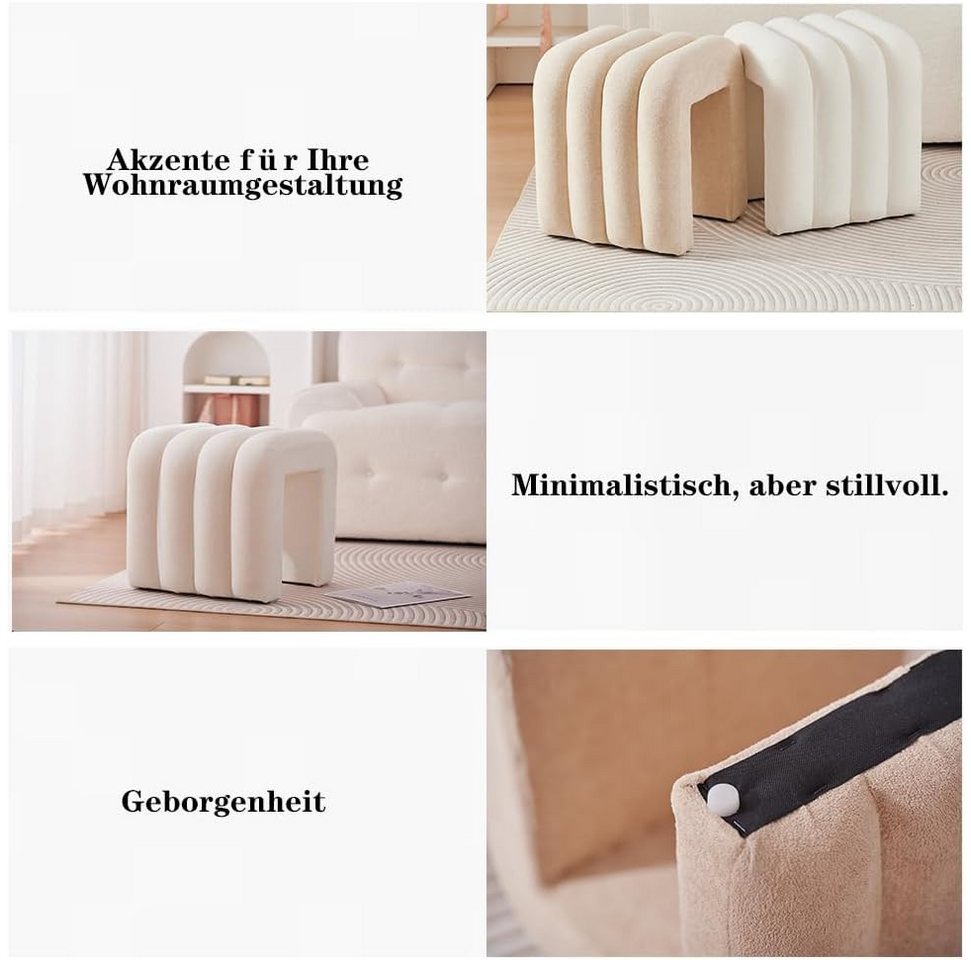 Zedelmaier Sitzhocker Stilvolle Sitzhocker, Polsterhocker, Fußhocker, Schminktisch Hocker – Bild 4 von 5