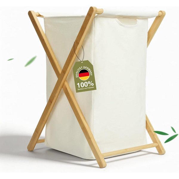 Zedelmaier Wäschekorb aus Bambus, Wäschesammler mit Fächern, Wäschesortierer Holz (1 St), mit 66 Liter pro Stück, für Badezimmer Schlafzimme Waschküche