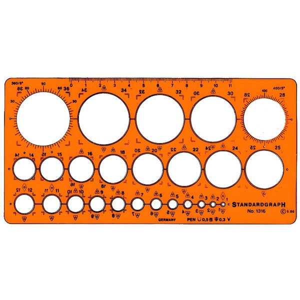 STANDARDGRAPH Zeichenlineal Kreisschablone STANDARDGRAPH 1316