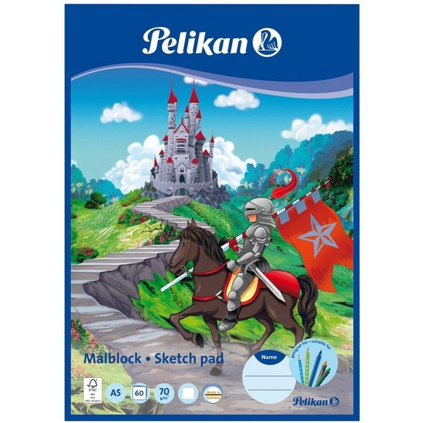 Pelikan Zeichenpapier Pelikan Malblock / Zeichenblock / 60 Blatt / DIN A5 / "Ritter"