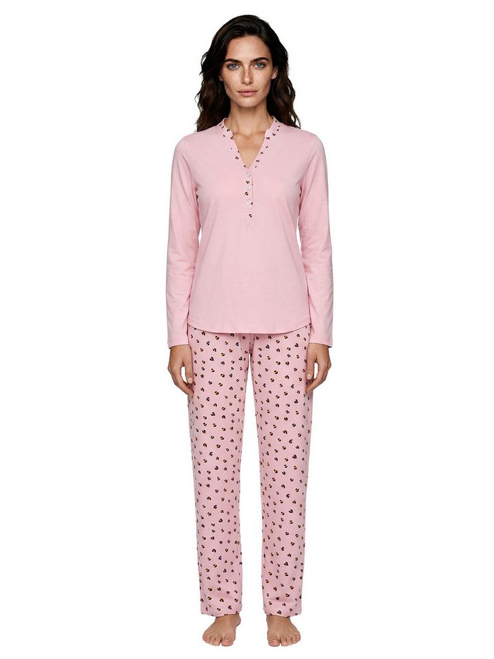 zeitlos Pyjama Leoprint langarm Schlafanzug – Bild 2 von 5