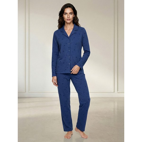 zeitlos Pyjama Mond langarm Schlafanzug