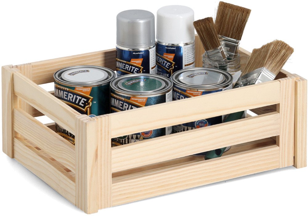 Zeller Present Aufbewahrungsbox 'Leisten', Kiefer, natürliches Holz, vielseitig, Stecksystem – Bild 2 von 3