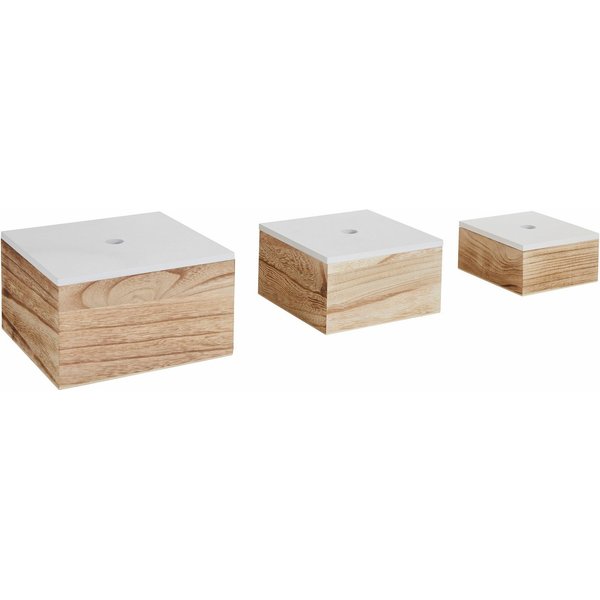 Zeller Present Aufbewahrungsbox, 3er Set, Holz, weiß/natur