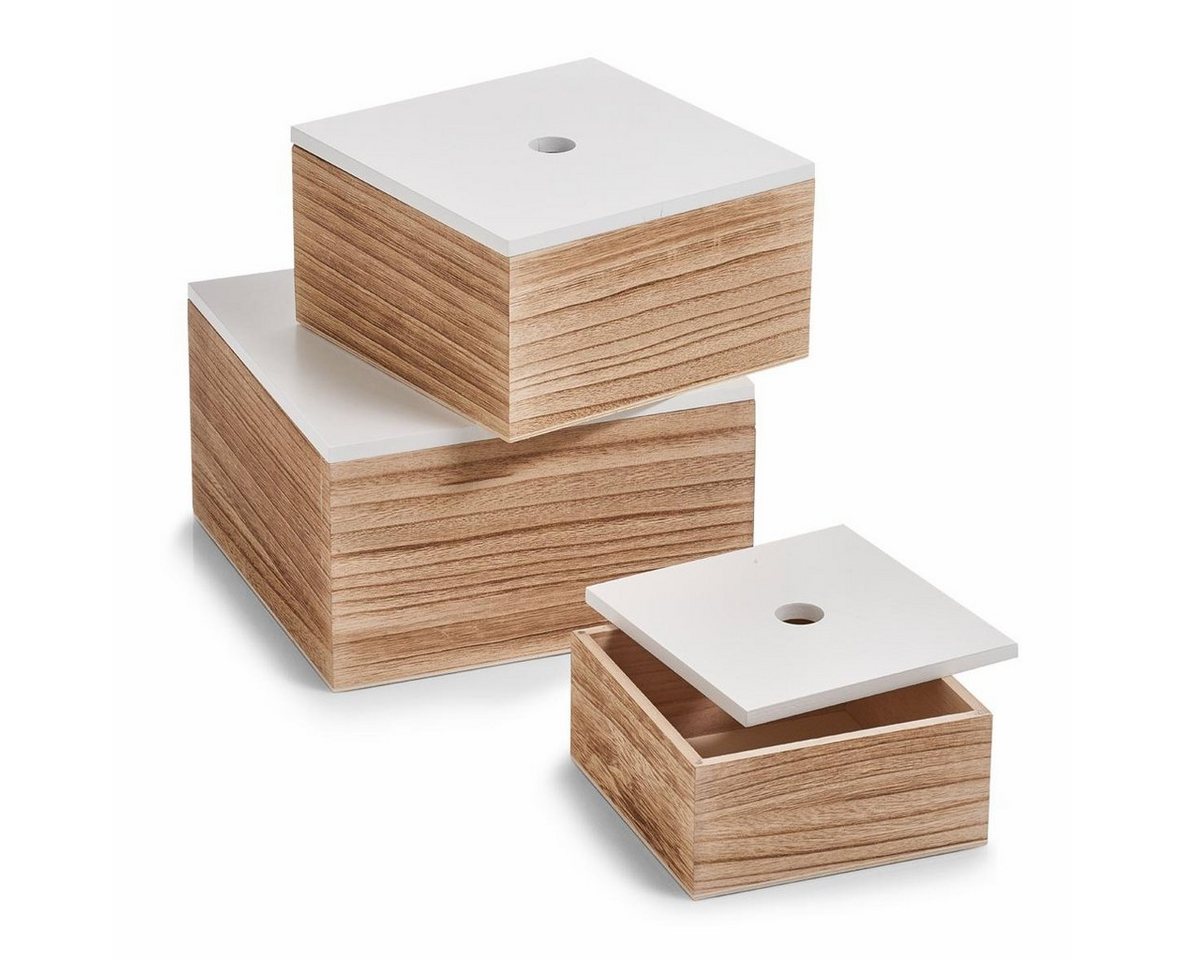 Zeller Present Aufbewahrungsbox, 3er Set, Holz, weiß/natur – Bild 2 von 5