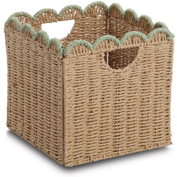 Zeller Present Aufbewahrungskorb, Papiergeflecht, mint, faltbar, ca. 30 x 30 x 30 cm