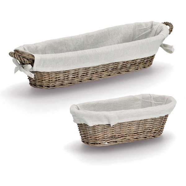 Zeller Present Brotkorb Baguette, Baumwolle, Massivholz, (Set, 2-tlg), Stylisch im Landhausstil