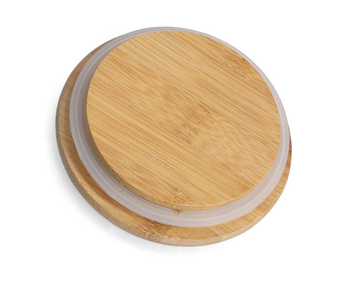 Zeller Present Deckel Vorratsdose m. Bambusdeckel, 650 ml, Steingut, weiß, ca. Ø 10 x 13,5 cm – Bild 3 von 4
