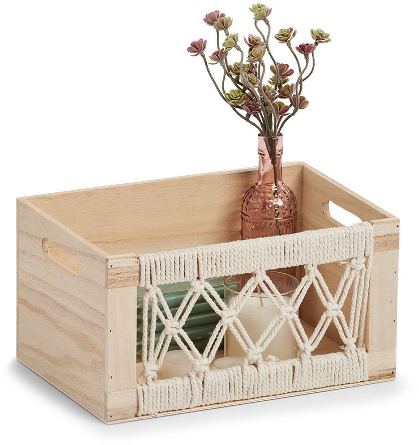 Zeller Present Dekokiste Aufbewahrungskiste Boho", Holz" (1 St), Makramee-Design – Bild 3 von 5