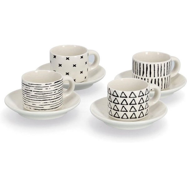 Zeller Present Espressotasse, 8-tlg., Keramik, 8-teilig (4 Tassen/4 Untertassen)