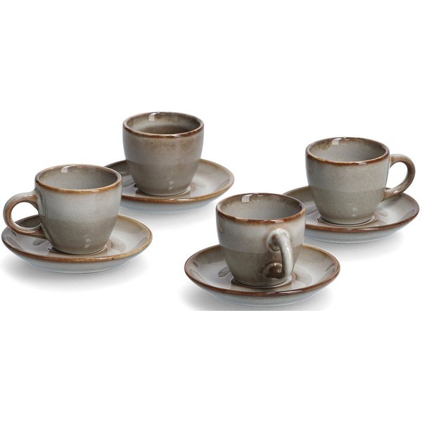 Zeller Present Espressotasse, 8-tlg., Keramik, spülmaschinengeeignet, 8-teilig (4 Tassen, 4 Untertassen)