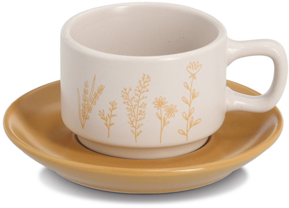 Zeller Present Espressotasse Espresso-Set "Flowers", 8-tlg., Steingut, 8-tlg., Steingut, zarte Blumenmotive – Bild 2 von 3