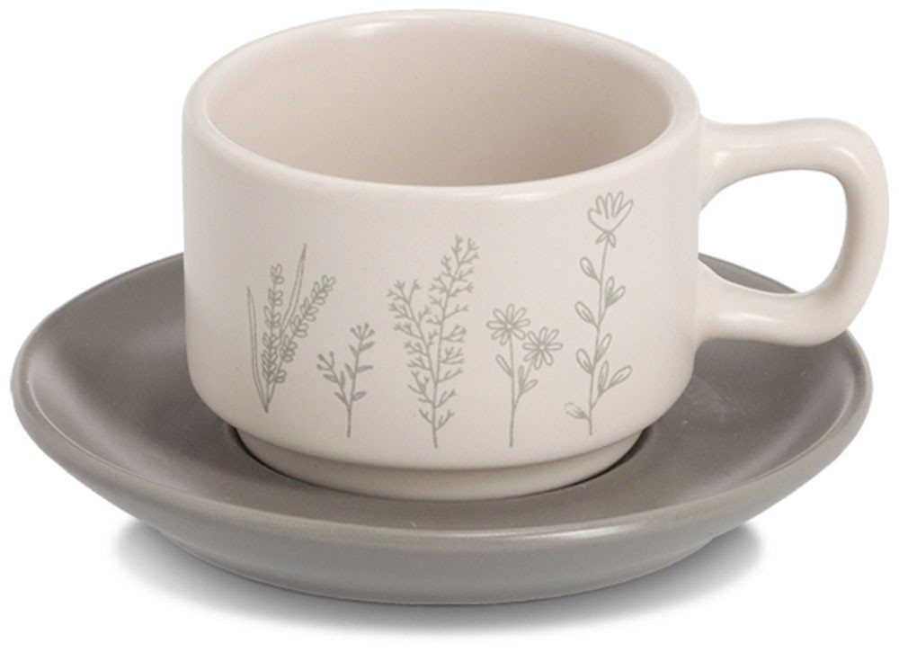 Zeller Present Espressotasse Espresso-Set "Flowers", 8-tlg., Steingut, 8-tlg., Steingut, zarte Blumenmotive – Bild 3 von 3
