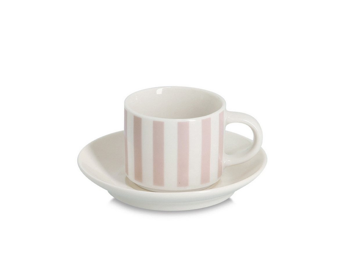Zeller Present Espressotasse Espresso-Set "Stripes", 8-tlg., Porzellan, 8-tlg., Porzellan, beige/weiß, ca. Tasse:Ø6x5, Untersetzer:Ø11,8 cm – Bild 2 von 3