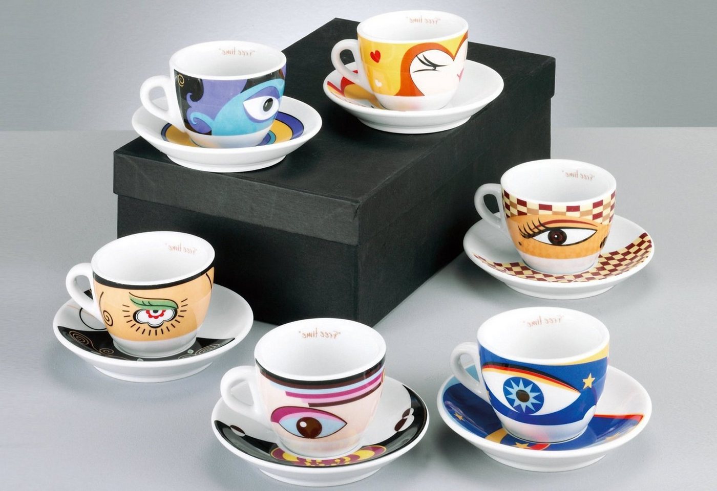 Zeller Present Espressotasse Magic Eyes, 12-tlg., Porzellan, 6 Tassen, 6 Untertassen – Bild 2 von 3