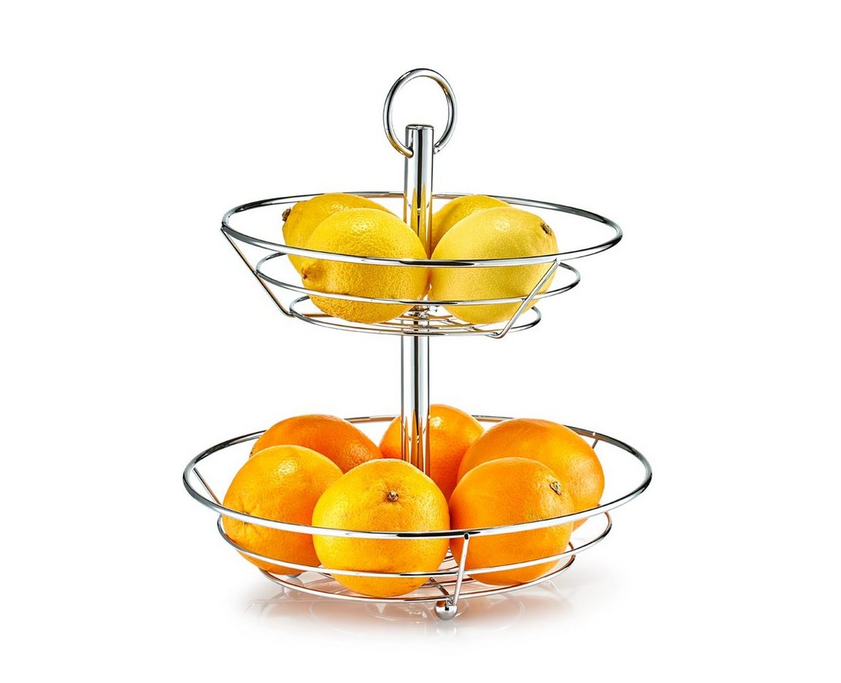 Zeller Present Etagere Obst-, Metall, 2-lagig, Metall verchromt, silber, Ø26 x 29 cm – Bild 3 von 3