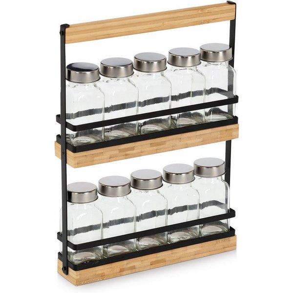 Zeller Present Gewürzständer Set, 11-tlg., Glas/Metall/Bambus, (Set, 11-tlg), hochwertig, moderner Materialmix