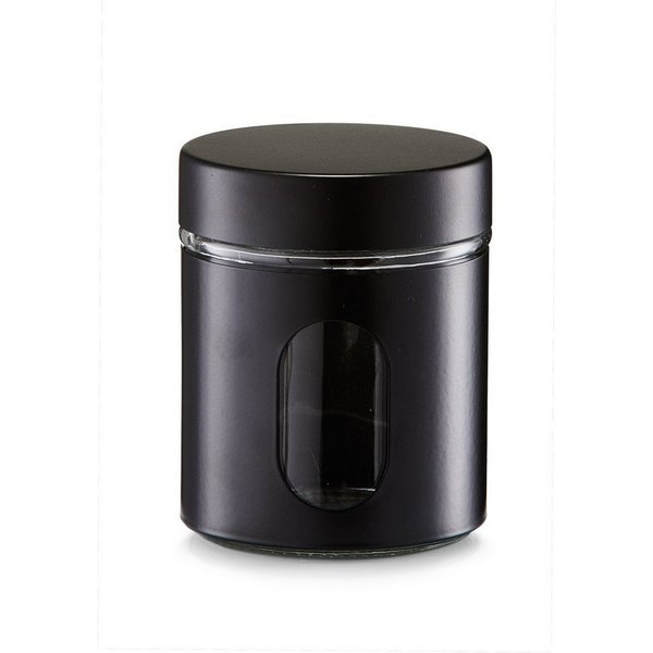 Zeller Present Glas Vorratsglas, Glas/Metall, 600 ml, schwarz, /Metall, Ø10,2 x 12,5 cm
