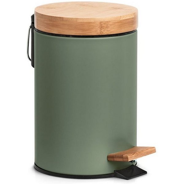 Zeller Present Kosmetikeimer, 3 ltr., Metall/Bambus, salbeigrün, Ø16,8 x 24 cm