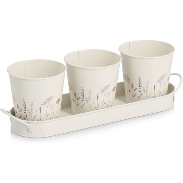 Zeller Present Kräutertopf Pflanztopf-Set (Set, 4 St), 3 Töpfe & passendes Tablett