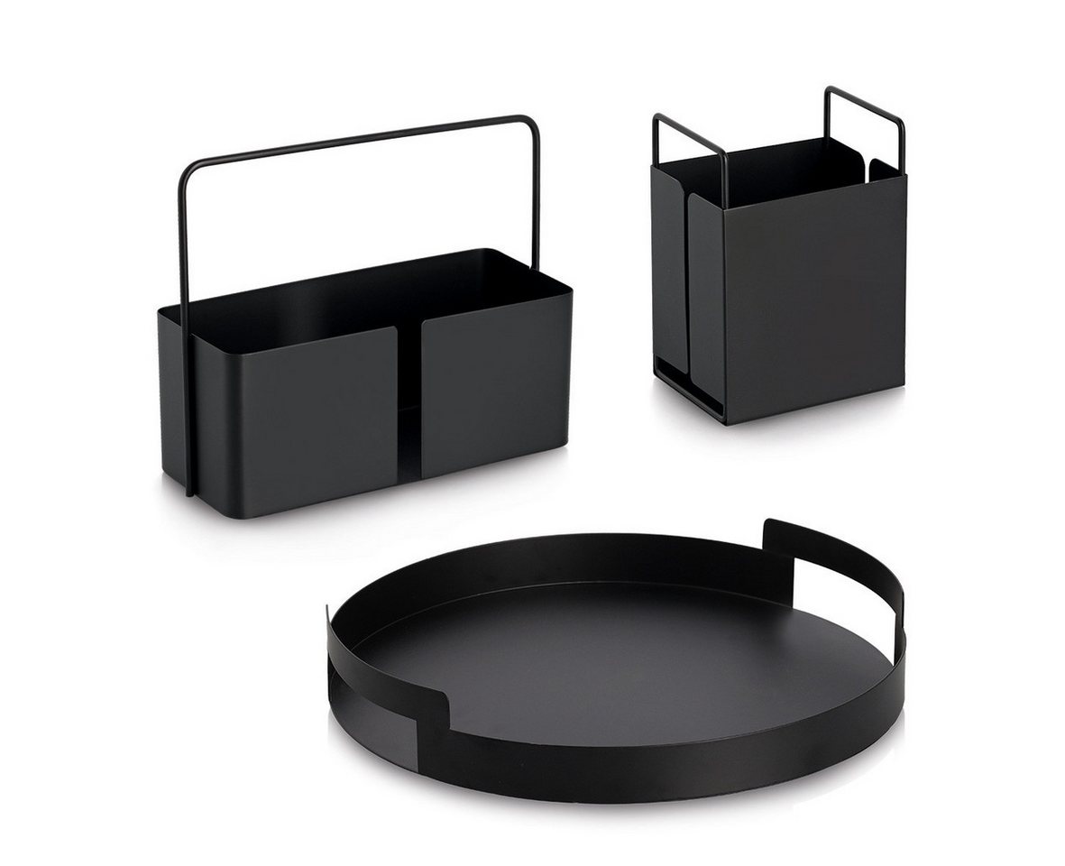 Zeller Present Menage Tragekorb, (1-tlg), Metall, schwarz - ca. 30x12x24,5 cm – Bild 4 von 4