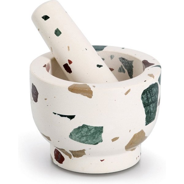 Zeller Present Mörser & Stößel-Set, "Terrazzo", Natur-Granit, 1,7 kg, 240 ml