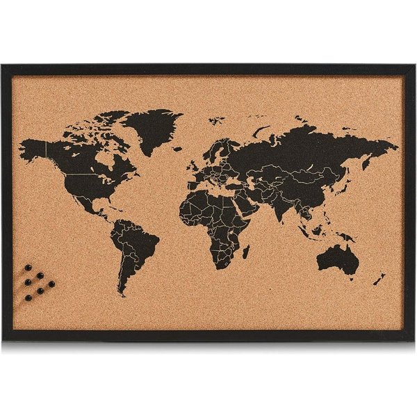 Zeller Present Pinnwand World, Memoboard, aus Kork, Motiv Weltkarte