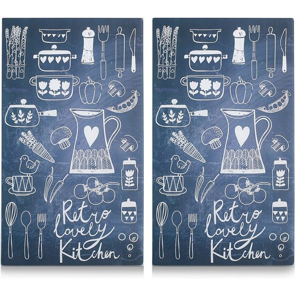 Zeller Present Schneide- und Abdeckplatte Lovely Kitchen, ESG-Sicherheitsglas, (Set, 2 tlg), 6 rutschfesten Elastikfüßen pro Platte
