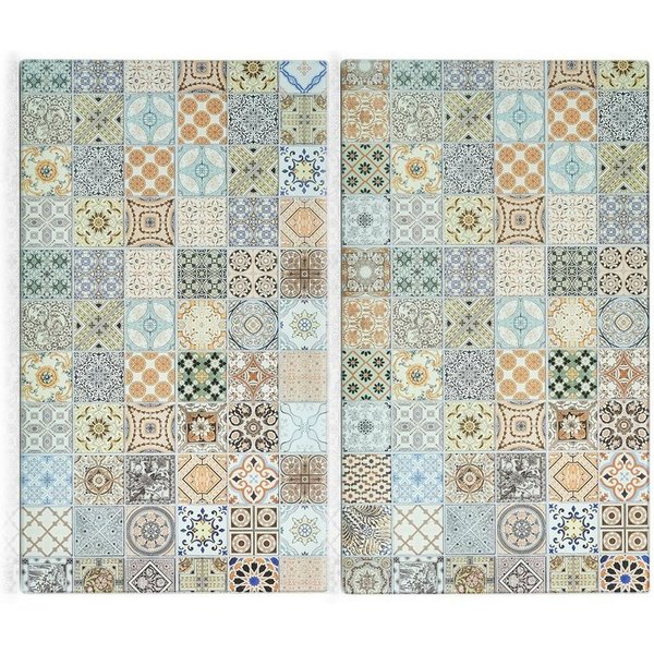 Zeller Present Schneide- und Abdeckplatte Mosaik, Glas, (Set, 2 tlg), nostalgisches Design