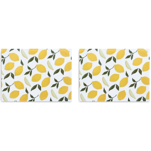 Zeller Present Schneidebrett Glasschneideplatte "Lemons", 2er Set, Sicherheitsglas, (Set, 2-St), Silikonfüße